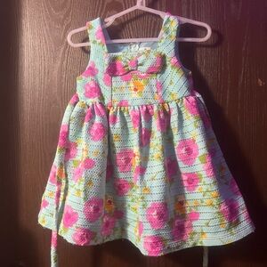 Rare Editions Pink and Green Floral Dress